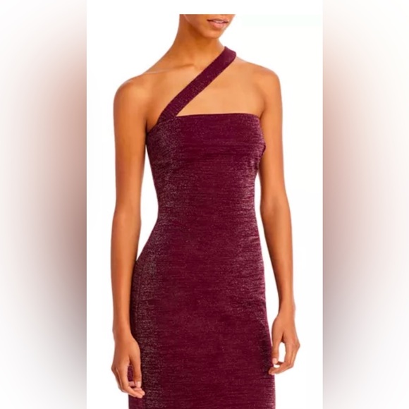 NWOT Black Halo Vintea Metallic One-shoulder Sheath Dress In Purple (size 4) - Picture 3 of 4